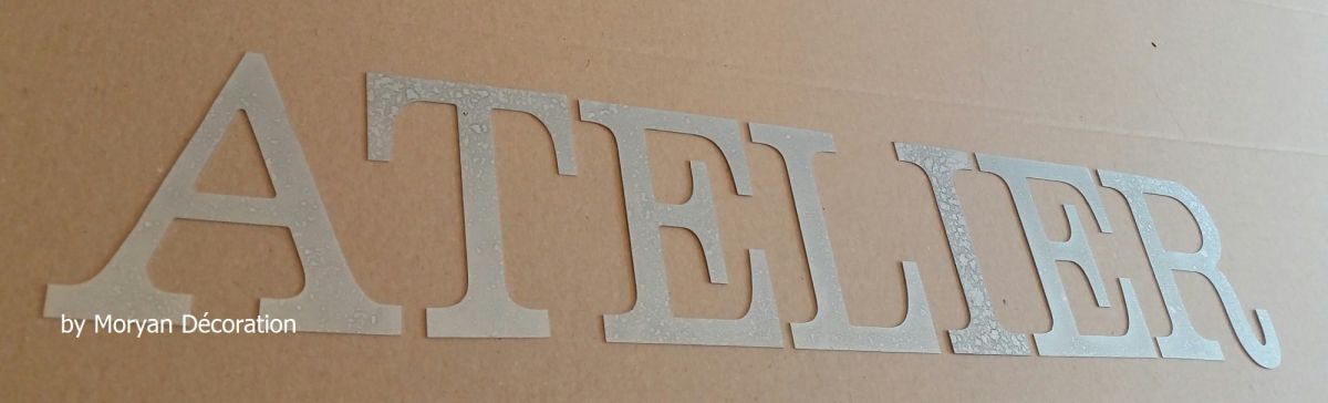 Decoratieve zinken letters ATELIER , hoogte 18 cm