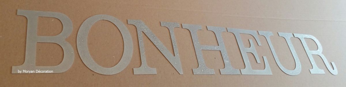 Decoratieve zinken letter BONHEUR 30 cm
