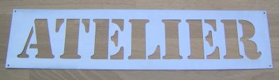 Stencil, metalen letter zink ATELIER