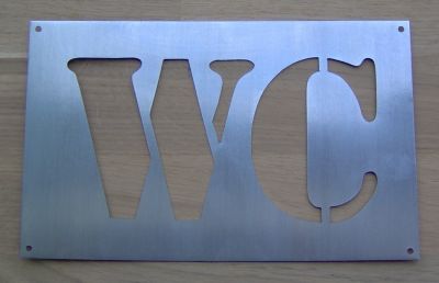 Stencil, metalen letter zink WC